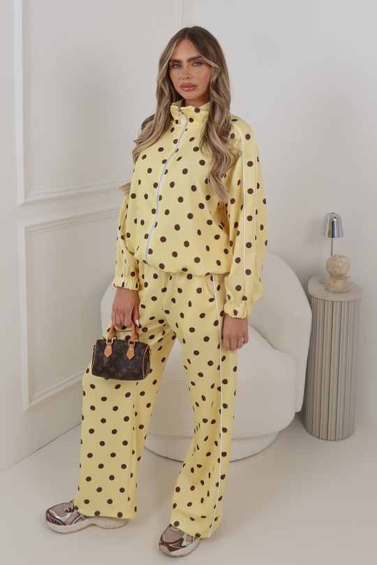 KAIA LEMON POLKA DOT TRACKSUIT TWO PIECE SET