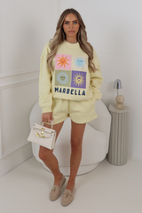 MARBELLA SUN LEMON PRINTED SWEATER AND SHORTS TWO PIECE SET