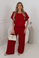 TIFFANY RED RUFFLE TROUSER CO ORD