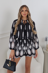 CHELSEY BLACK CROCHET BLOUSE & SHORTS TWO PIECE SET)