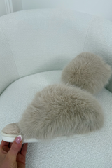 GEORGIE BEIGE FLUFFY SLIPPERS