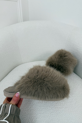 GEORGIE MOCHA FLUFFY SLIPPERS