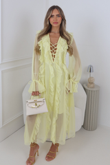 LEANORA LEMON RUFFLE MAXI DRESS