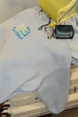 BETTER WAVES AHEAD BABY BLUE ESSENTIAL SWEATSHIRT X SCOUSE PRINTS