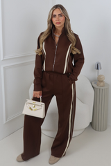 BEA CHOCOLATE STRIPE DETAILING TRACKSUIT