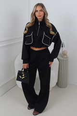 MELODIE BLACK, BLACK PIPING TRACKSUIT