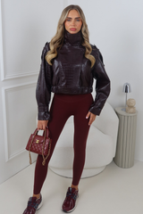 SAINT WINE SNAKE SKIN EFFECT CROPPED LEATHER JACKET