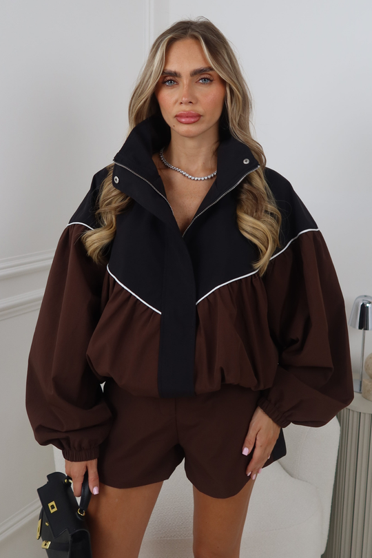ELIA CHOCOLATE PUFF WINDBREAKER JACKET