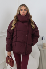 HANNAH BURGUNDY HIGH COLLAR COAT