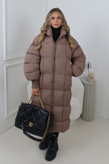 LYDIA TAUPE LONG PUFFER JACKET