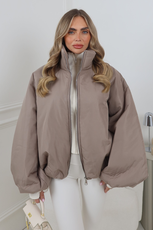 RENNEE TAUPE BALLOON SLEEVE PUFFER JACKET