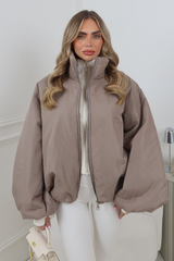 RENNEE TAUPE BALLOON SLEEVE PUFFER JACKET
