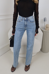 TILLY BLUE STRETCH DENIM WIDE LEG JEANS