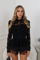 AIMEE BLACK LACE LONG SLEEVE DETAILED TOP