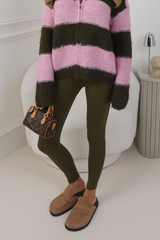 ELLIE KHAKI BONED RAW HEM BUTTERY ENERGY LEGGINGS