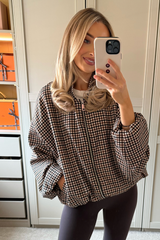 NANCY CHECK PLAID BOMBER JACKET