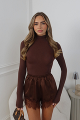 REEVA CHOCOLATE HIGH NECK LONG SLEEVE TOP