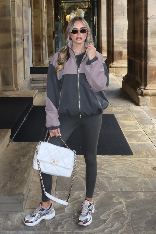 ERIN KHAKI BEIGE WINDBREAKER ZIP UP JACKET
