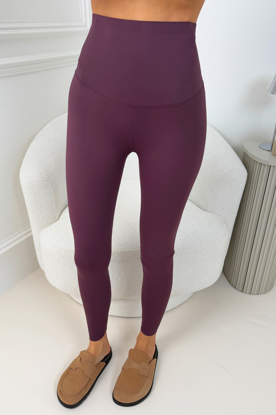 ELLIE PLUM BONED RAW HEM BUTTERY ENERGY LEGGINGS