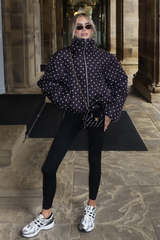 FRANKIE BLACK POLKA DOT HIGH NECK PUFFER JACKET