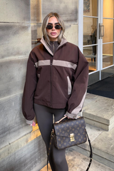 ASHLEY CHOCOLATE AND MOCHA CONTRAST ZIP UP JACKET