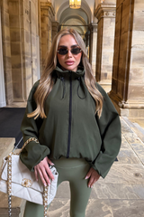 PENNY KHAKI ZIP UP HOODED WINDBREAKER JACKET