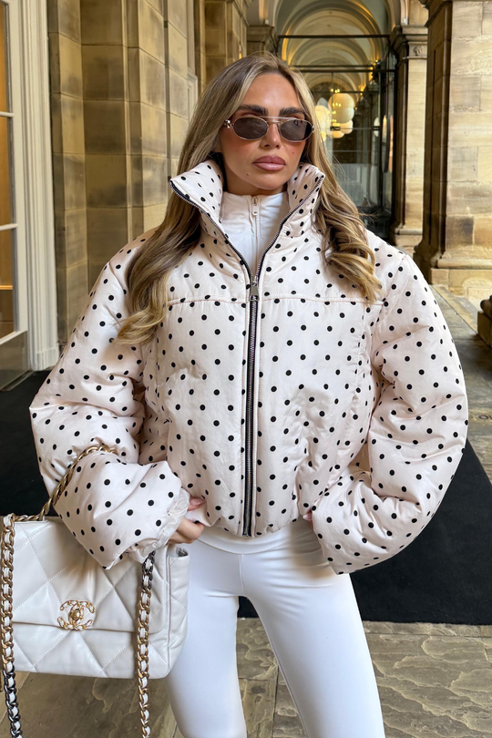 OLIVIA CREAM POLKA DOT PUFFER JACKET