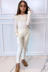 Mini Claudia Cream High Waisted Toweling Joggings Joggers