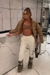 Karmin Beige Crop Puffer Coat Coats & Jackets