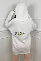 Mini Smiley Love Patterned Embroidered Hoodie