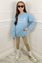 Mini Blue Sporty By Association Embroidered Sweater Co Ord