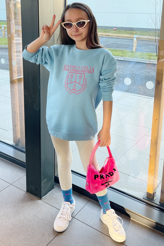 Mini Blue Beverly hills printed sweater