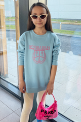 Mini Blue Beverly Hills Printed Sweater Co Ord