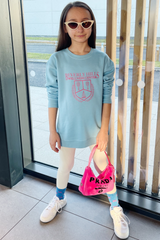 Mini Blue Beverly Hills Printed Sweater Co Ord