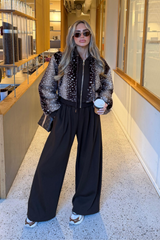 TRIXIE CHOCOLATE DEER FUR HOODED JACKET & TROUSER TRACKSUIT CO ORD