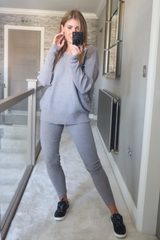 Jade grey ribbed long-sleeve sweater coord