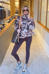 CHLOE CHOCOLATE FOREST PRINT 3/4 ZIP FLEECE