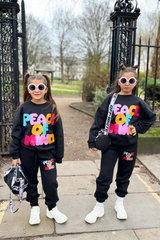 Mini Peace Of Mind Black Oversized Sweater Loungewear Set Loungewear