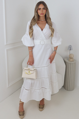 TABITHA WHITE PUFF SLEEVE MAXI DRESS