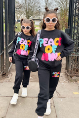 Mini Peace Of Mind Black Oversized Sweater Loungewear Set Loungewear