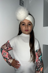 Mini Eleanor white sequin knit sweater