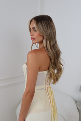 CAMILA CREAM LACE DETAIL TIE BACK CORSET