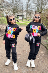 Mini Peace Of Mind Black Oversized Sweater Loungewear Set Loungewear