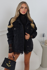TYLAH BLACK DENIM BUTTON UP JACKET