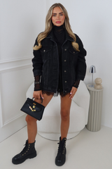 TYLAH BLACK DENIM BUTTON UP JACKET