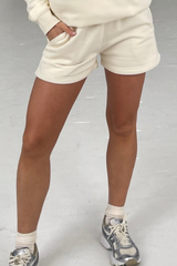 Mini Girls ecru premium essential shorts