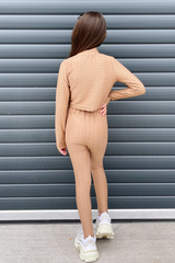 Mini Arabella Beige Cropped Gym Set Loungewear