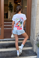 Mini fresh fruit white front & back printed premium t-shirt