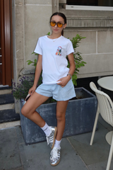 Mini fresh fruit white front & back printed premium t-shirt