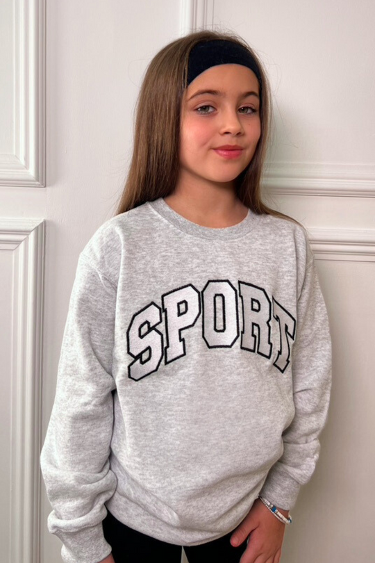 Mini marl grey sport embroidered sweater
